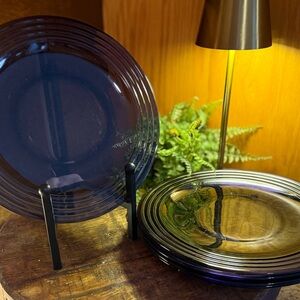 (5) Vintage Bormioli Rocco "Forum" Amethyst Purple Glass plates 10 ”